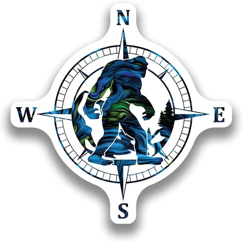 2-Pack Sasquatch Bigfoot Compass Vinyl Sticker - 4 Inches - Bigfoot Decal for Car, Truck, SUV, Van, Window, Bumper, Wall, Laptop, Tablet, Cup, Tumbler and Any Smooth Surface in Saudi Arabia