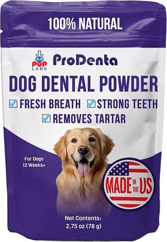 ProDenta - All-Natural and Delicious Dental Powder for Dogs Teeth and Gum Health Against Leaky Gums - for Dogs 12+ Weeks - Made in The USA - 30 Scoops per Bag in Saudi Arabia