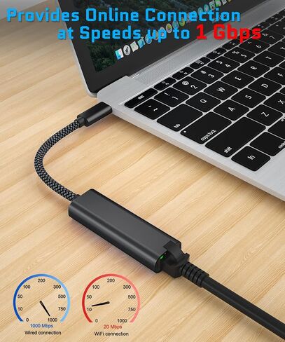RUXELY USB 3.0 Gigabit Ethernet Adapter with USB-C Converter,1000Mbps RJ45 Connector,Wired LAN Network Adapter for Nintendo Switch,MacBook Air/Pro,Windows,MacOS,iPadOS,Tablets,Android,Linux,Laptop,PC in Saudi Arabia