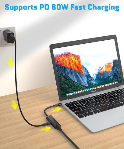 RUXELY USB 3.0 Gigabit Ethernet Adapter with USB-C Converter,1000Mbps RJ45 Connector,Wired LAN Network Adapter for Nintendo Switch,MacBook Air/Pro,Windows,MacOS,iPadOS,Tablets,Android,Linux,Laptop,PC in Saudi Arabia