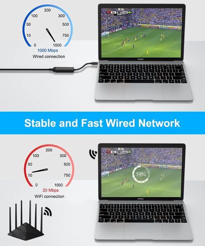 RUXELY USB 3.0 Gigabit Ethernet Adapter with USB-C Converter,1000Mbps RJ45 Connector,Wired LAN Network Adapter for Nintendo Switch,MacBook Air/Pro,Windows,MacOS,iPadOS,Tablets,Android,Linux,Laptop,PC in Saudi Arabia