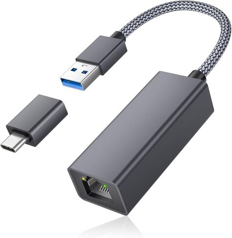 RUXELY USB 3.0 Gigabit Ethernet Adapter with USB-C Converter,1000Mbps RJ45 Connector,Wired LAN Network Adapter for Nintendo Switch,MacBook Air/Pro,Windows,MacOS,iPadOS,Tablets,Android,Linux,Laptop,PC in Saudi Arabia