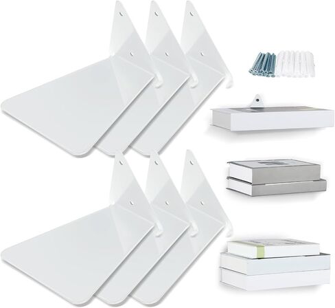 6 Pieces 6 Pieces Invisible Floating Bookshelf for Wall Mount Iron Floating Book Shelves Multipurpose Hidden Hanging Bookshelves wall Book holders for Bedroom Home Office Library Bookcase (Black) in Saudi Arabia