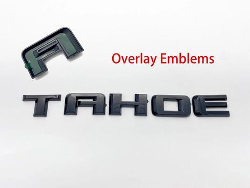 3pcs Tahoe Emblem 3D Letters Padge Padge Pargelate Placing for 2019-2023 Tahoe Genuine 84910058 (Overlay Emblem Gloss Black Plus LT) in Kuwait