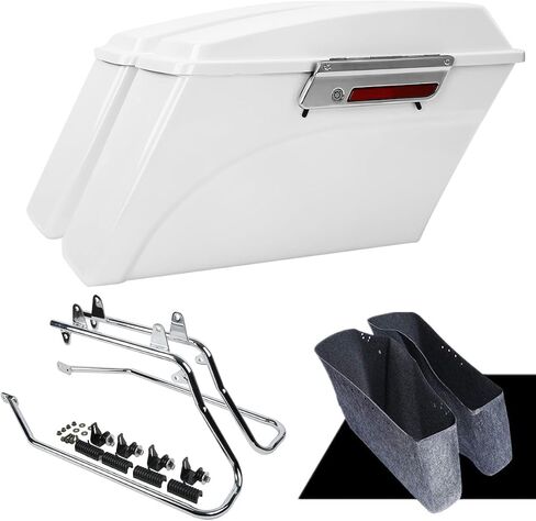 Hard Saddlebags Saddle bags W/Chrome Conversion Brackets for Harley Davidson 1984-2017 Softail Models FLST, FLSTC, FLSTF, FLSTN FLSTS models,White in Saudi Arabia
