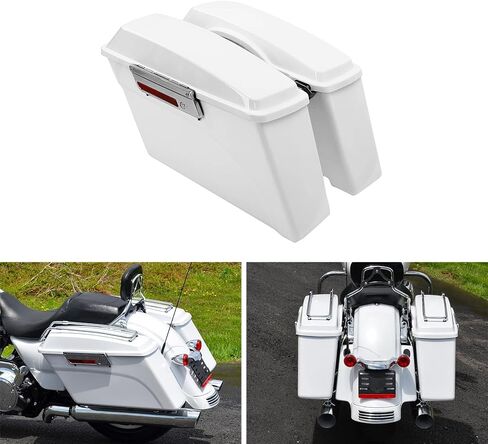 Hard Saddlebags Saddle bags W/Chrome Conversion Brackets for Harley Davidson 1984-2017 Softail Models FLST, FLSTC, FLSTF, FLSTN FLSTS models,White in Saudi Arabia