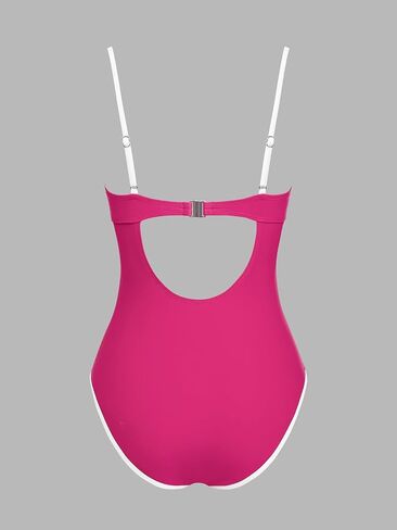 CUPSHE Women's One Piece Swimsuit Bathing Suit Square Neck Cutout Back Hook Color Block Cheeky Bottom in Saudi Arabia