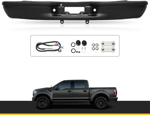 PENSUN Rear Bumper Replacement Fit For Ford F-150 2009-2014 with Parking Sensor Holes – Heavy Duty Steel Chrome Direct Fit Rear Bumper Cover OEM FO1103166 in Kuwait