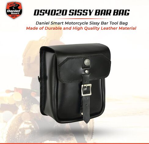 Daniel Smart Leather Sissy Bar Tool Bag for Motorcycles Durable and Stylish Perfect accessory for Motorcyclist Black in Saudi Arabia