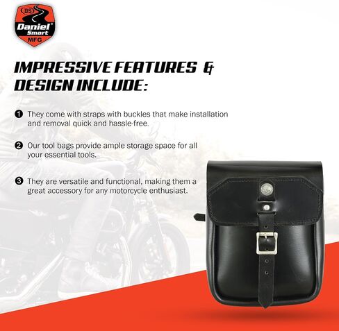 Daniel Smart Leather Sissy Bar Tool Bag for Motorcycles Durable and Stylish Perfect accessory for Motorcyclist Black in Saudi Arabia