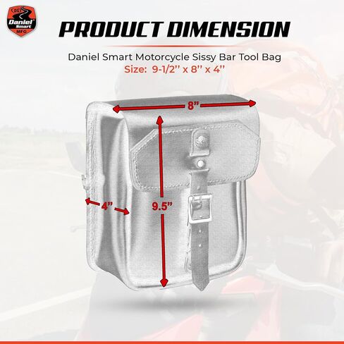 Daniel Smart Leather Sissy Bar Tool Bag for Motorcycles Durable and Stylish Perfect accessory for Motorcyclist Black in Saudi Arabia