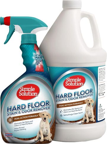 Simple Solution Hard Floor Extreme Pet Stain and Odor Eliminator Spray, Dog and Cat Enzyme Cleaner, Pro-Bacteria Cleaning Power, Strong Urine, Pee and Poop Smell Remover for Hardwood Floors, 32 oz in Kuwait