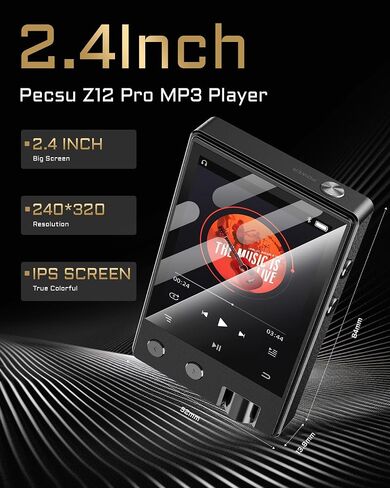 مشغل MP3 مع بلوتوث، مشغل موسيقى صوتي رقمي HiFi DSD/FLAC محمول، يدعم Flac DSD256/128/64، شاشة IPS محمولة 2.4 بوصة، بطاقة Micro SD متضمنة 64 جيجابايت، يدعم ما يصل إلى 256 جيجابايت Z12Pro in Saudi Arabia
