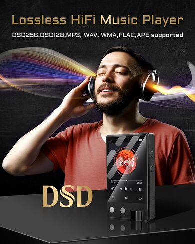 مشغل MP3 مع بلوتوث، مشغل موسيقى صوتي رقمي HiFi DSD/FLAC محمول، يدعم Flac DSD256/128/64، شاشة IPS محمولة 2.4 بوصة، بطاقة Micro SD متضمنة 64 جيجابايت، يدعم ما يصل إلى 256 جيجابايت Z12Pro in Saudi Arabia