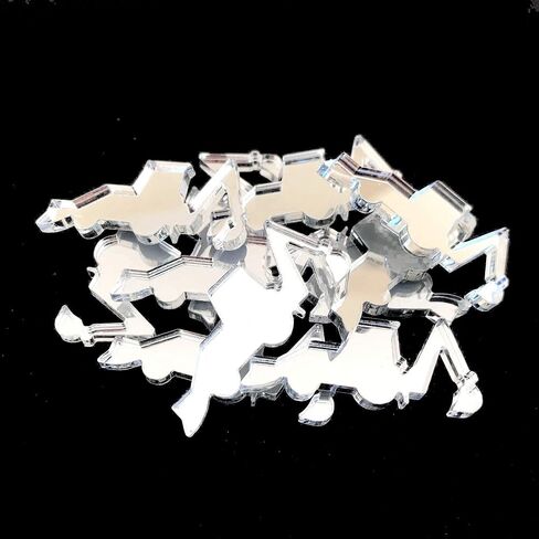 Digger JCB Shaped Crafting Mirrors, Set of 10, Many Colours, Shatterproof Acrylic, Silver Mirror, Pack of 10 x 4cm in Saudi Arabia