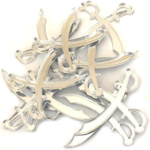 Super Cool Creations Pirate Cutlass Shaped Crafting Mirrors, Set of 10, Many Colours, Shatterproof Acrylic, Silver Mirror, Pack of 10 x 10cm in Saudi Arabia