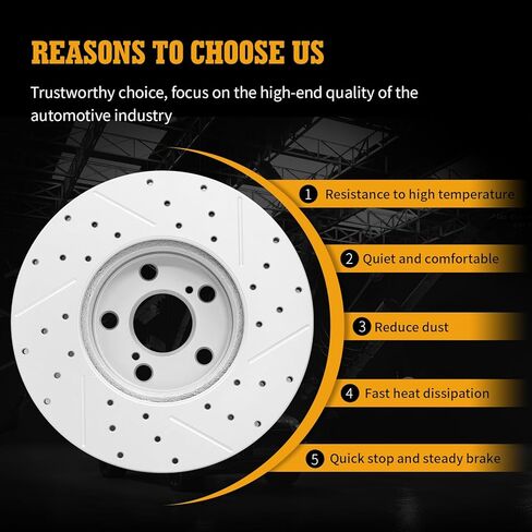 Disc Brake Rotor Front Drilled and Slotted Vented Rotors for 2009 2010 2011 2012 2013 2014 2015 2016 2017 2018 Toyota Corolla 2008-2014 Scion Xd in Kuwait