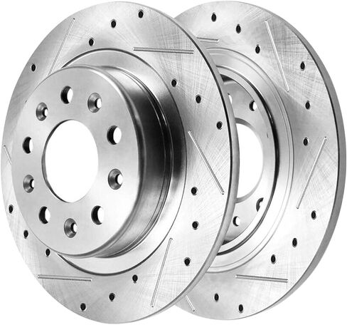 Detroit Axle - 4pc دوارات الفرامل للفترة 2017-2018 Chevy Malibu Lacrosse ، 2018 Expenox GMC Terrain ، Righted and Sloted Dist Routors Replication: 11.81 "بوصة الأمامية و 11.34 بوصة خلفية بوصة خلفية بوصة. in Saudi Arabia