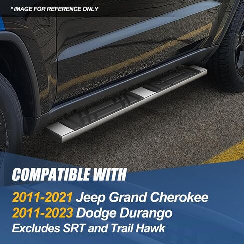 ألواح تشغيل سلالة السيارات لعام 2011-2023 Jeep Grand Cherokee Dodge Durango ، 6.5 "زوج من الخطوات الجانبية من الفولاذ المقاوم للصدأ NERF ، نموذج SRT/Trail Hawk ، قضبان خطوة 6.5" × 69 "، مصقولة in Kuwait