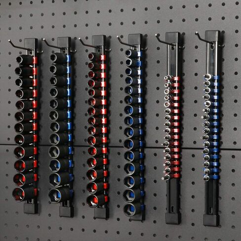 CASOMAN 6PC ABS Socket Organizer, 1/4-Inch, 3/8-Inch, 1/2-Inch, Premium Quality Socket Holders (6-Piece Set, Blue & Red) in Saudi Arabia