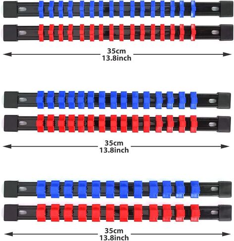 CASOMAN 6PC ABS Socket Organizer, 1/4-Inch, 3/8-Inch, 1/2-Inch, Premium Quality Socket Holders (6-Piece Set, Blue & Red) in Saudi Arabia