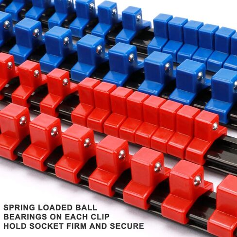 CASOMAN 6PC ABS Socket Organizer, 1/4-Inch, 3/8-Inch, 1/2-Inch, Premium Quality Socket Holders (6-Piece Set, Blue & Red) in Saudi Arabia