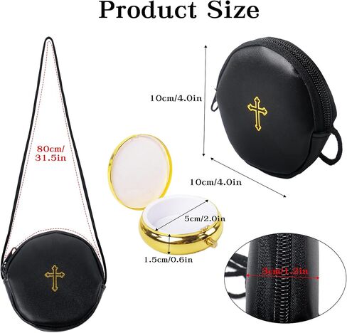 Klmnop Communion Burse for Pyx Gold Cross Container ، Catholic Gold Cross Pyx Bag for Communion Host Host Deacons (Black) in Saudi Arabia