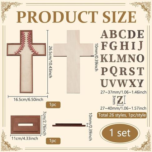 PH PandaHall Wood Baseball Cross Ornaments for Craft, Tabletop Cross Standing with 26 Letters Baseball Gift Baptism Table Centerpiece for Easter Party Celebrations Decoration, Sunday School, 10.4x6.5inch in Saudi Arabia