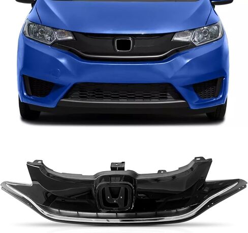 Front Chrome & Black Bumper Grille Fits 2015-17 Honda Fit DX EX LX SE 1.5L in Saudi Arabia