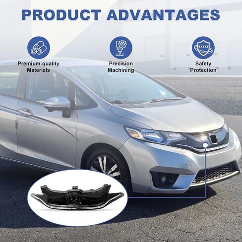 Front Chrome & Black Bumper Grille Fits 2015-17 Honda Fit DX EX LX SE 1.5L in Saudi Arabia