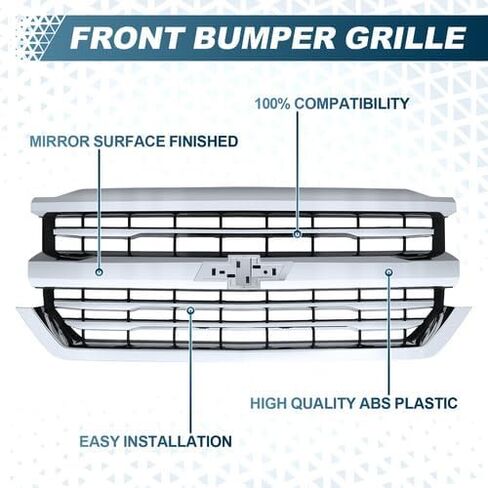 GeRRiT Front Bumper Grille Grill Chrome For 2016 2017 2018 Chevrolet Silverado 1500,Upper Grill Assembly Replacement for 84134045 84602489 in Saudi Arabia