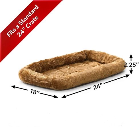 MidWest Homes for Pets Cinnamon 18-Inch Pet Bed w/ Comfortable Bolster | Ideal for Small Breeds & Fits an 18-Inch Crate | Easy Maintenance Machine Wash & Dry in Kuwait