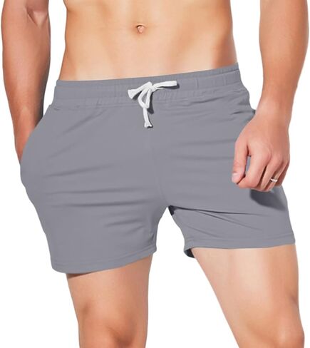 Mens Shorts 5 Inch Inseam Cotton Gym Jogger Athletic Workout Elastic Waist Lounge Pajama Shorts with Pocket in Kuwait