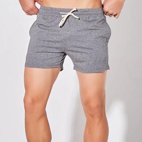 Mens Shorts 5 Inch Inseam Cotton Gym Jogger Athletic Workout Elastic Waist Lounge Pajama Shorts with Pocket in Kuwait