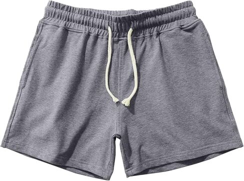 Mens Shorts 5 Inch Inseam Cotton Gym Jogger Athletic Workout Elastic Waist Lounge Pajama Shorts with Pocket in Kuwait