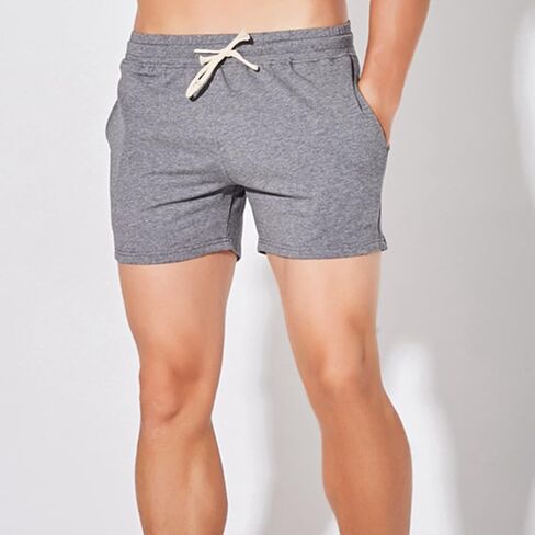 Mens Shorts 5 Inch Inseam Cotton Gym Jogger Athletic Workout Elastic Waist Lounge Pajama Shorts with Pocket in Kuwait