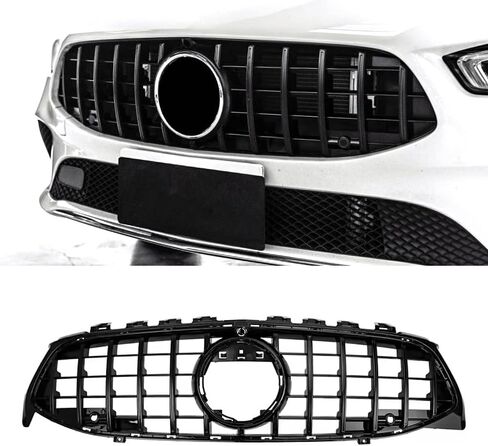 MAXDOM Replacement Front Upper Grill Fit for Mercedes Benz (2013-2019) W117 C117 CLA-Class CLA200 CLA250 CLA45 AMG – Gloss Black GTR GT Style ABS Grille in Kuwait