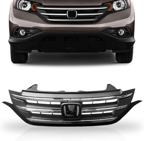 Partsflow Front Pumper Grille Matt Black Grill مع تقليم Chrome لعام 2012 2013 2014 Honda CR-V in Saudi Arabia