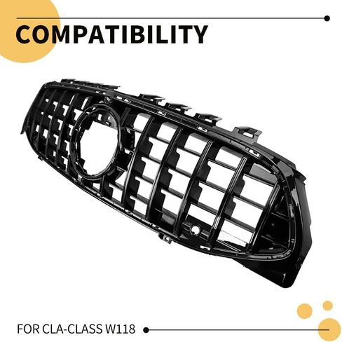 MAXDOM Replacement Front Upper Grill Fit for Mercedes Benz (2013-2019) W117 C117 CLA-Class CLA200 CLA250 CLA45 AMG – Gloss Black GTR GT Style ABS Grille in Kuwait