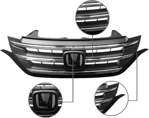 Partsflow Front Pumper Grille Matt Black Grill مع تقليم Chrome لعام 2012 2013 2014 Honda CR-V in Saudi Arabia
