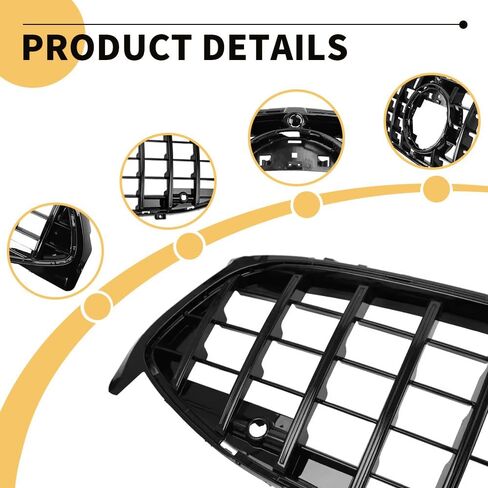 MAXDOM Replacement Front Upper Grill Fit for Mercedes Benz (2013-2019) W117 C117 CLA-Class CLA200 CLA250 CLA45 AMG – Gloss Black GTR GT Style ABS Grille in Kuwait