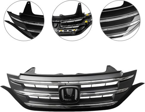 Partsflow Front Pumper Grille Matt Black Grill مع تقليم Chrome لعام 2012 2013 2014 Honda CR-V in Saudi Arabia
