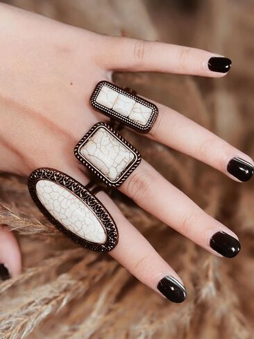 Rustic Couture's Western Jewelry Adjustable Vintage Bohemian Turquoise Knuckle Cuff Ring for Women Cowgirl in Saudi Arabia