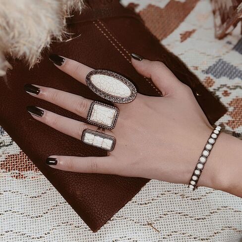 Rustic Couture's Western Jewelry Adjustable Vintage Bohemian Turquoise Knuckle Cuff Ring for Women Cowgirl in Saudi Arabia