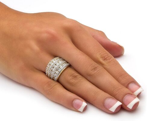 Palmbeach الأصفر المطلي بالذهب الجولة المكعبة Zirconia multi Row Ring بأحجام 5-10 in Saudi Arabia