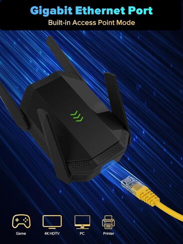 AX3000 WiFi 6 Extender, Dual Band WiFi Extender Signal Booster, Internet Booster with Gigabit Ethernet Port, Covers Up to 12,000sq.ft and 99 Devices, Faster Speed and Easy Setup in Saudi Arabia