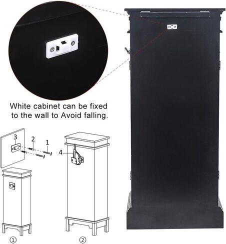 المجوهرات السوداء الدائمة مع المرآة ، منظم تخزين خزانة المجوهرات ، 7 أدراج و 24 خطاف in Saudi Arabia
