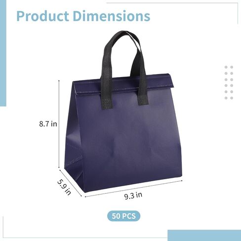 OMISTAR 50 PCS Insulated Take Away Bags, 9.5 x 6 x 9.5 Inches Bulk Food Bags Thermal Insulation for Coffee Milk Tea, Hot Cold Food Cooler Bags Pizza Delivery Bags for Restaurant Grocery in Saudi Arabia