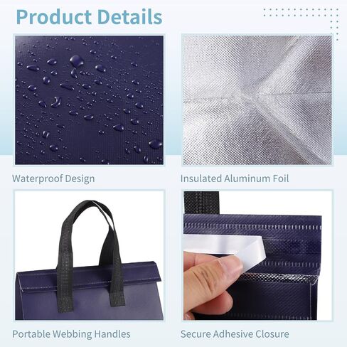 OMISTAR 50 PCS Insulated Take Away Bags, 9.5 x 6 x 9.5 Inches Bulk Food Bags Thermal Insulation for Coffee Milk Tea, Hot Cold Food Cooler Bags Pizza Delivery Bags for Restaurant Grocery in Saudi Arabia