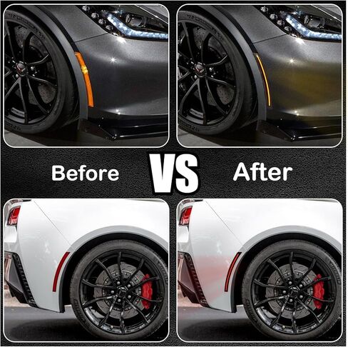 مصابيح مصابيح العلامة الجانبية المدخنة المدخنة مصابيح المصد الأمامية والخلفية متوافقة مع Chevy Corvette C7 ZR1 Z06 Stingray Grand Sport 2014-2019 Amber Front Front and Red Leat Lauds Lamps (4pcs) in Saudi Arabia